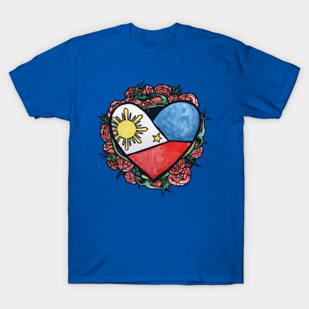 Filipino Flag Heart Pinoy Pride T-Shirt by bubbsnugg